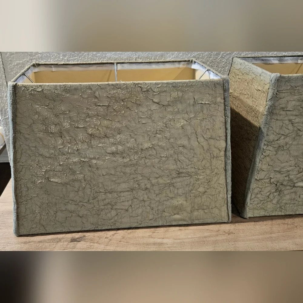 Pair Of Sage Greeb Rectangular Matching Lamp Shades